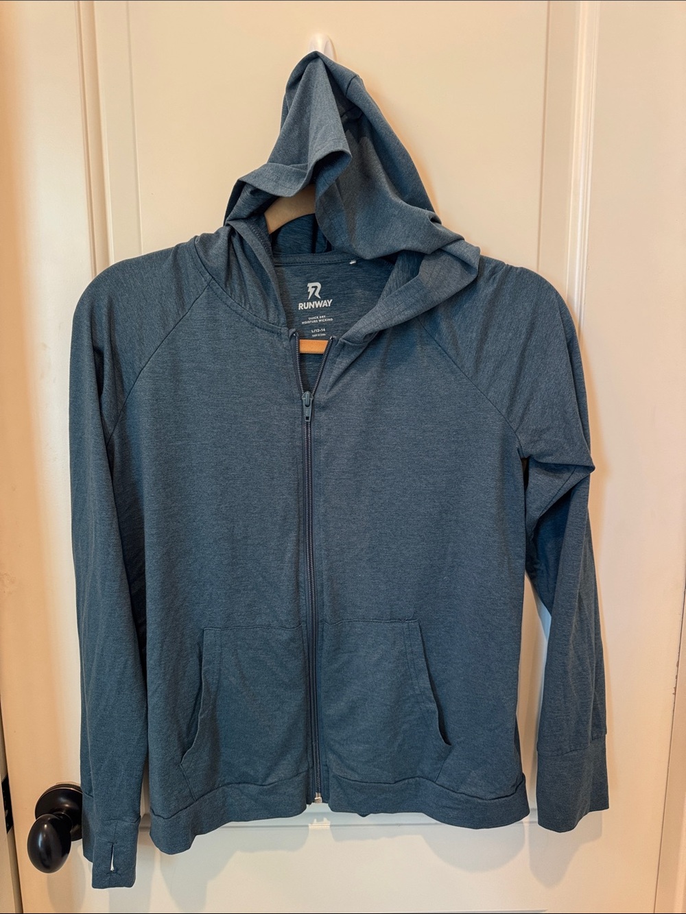 Girls Runway Kids' Blue Zip-Up Hoodie Sweatshirt L 12-14 athletic back to sch